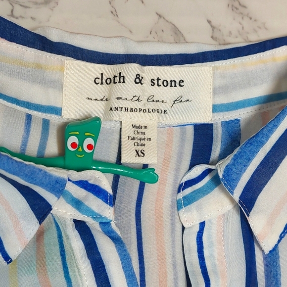 Anthropologie Cloth & Stone Pastel-striped Top, size XS - Picture 4 of 8
